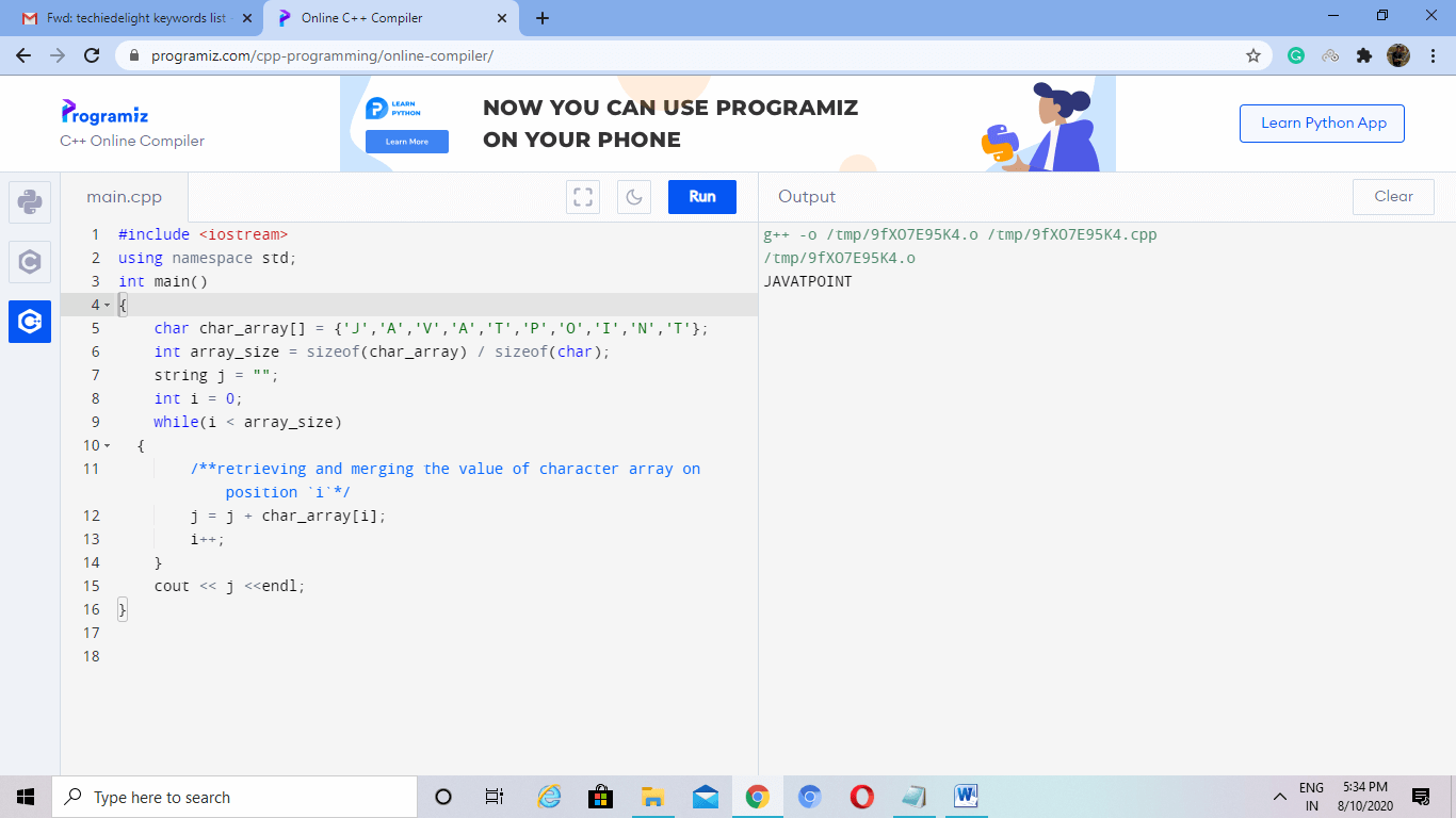 Char Array To String In C Javatpoint