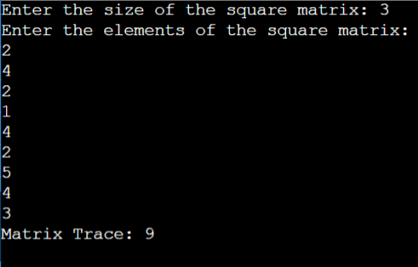 C++ Program To Find Normal and Trace of a Matrix