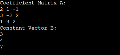 C++ Program to Represent Linear Equations in Matrix Form
