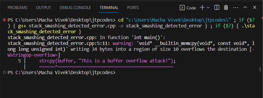 Stack smashing detected in C++