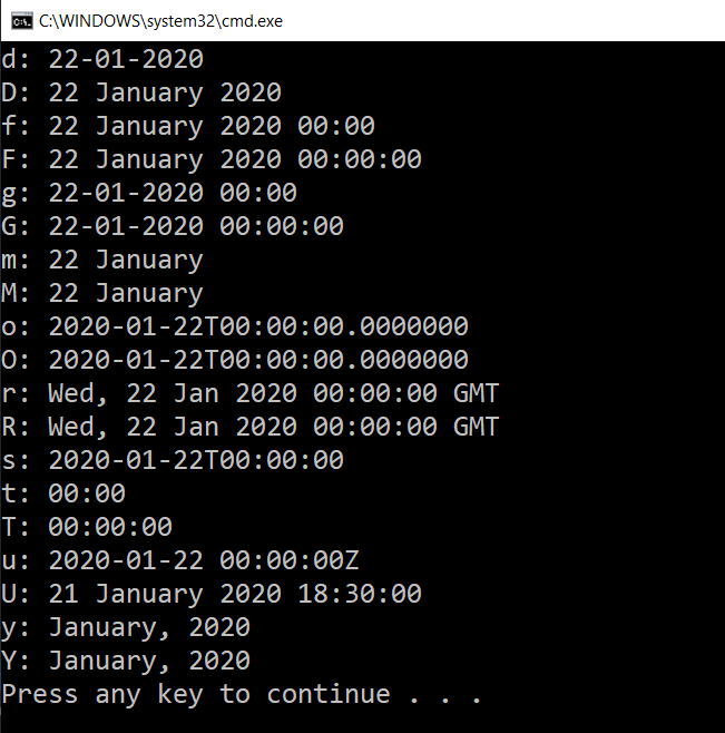 DateTime In C Javatpoint