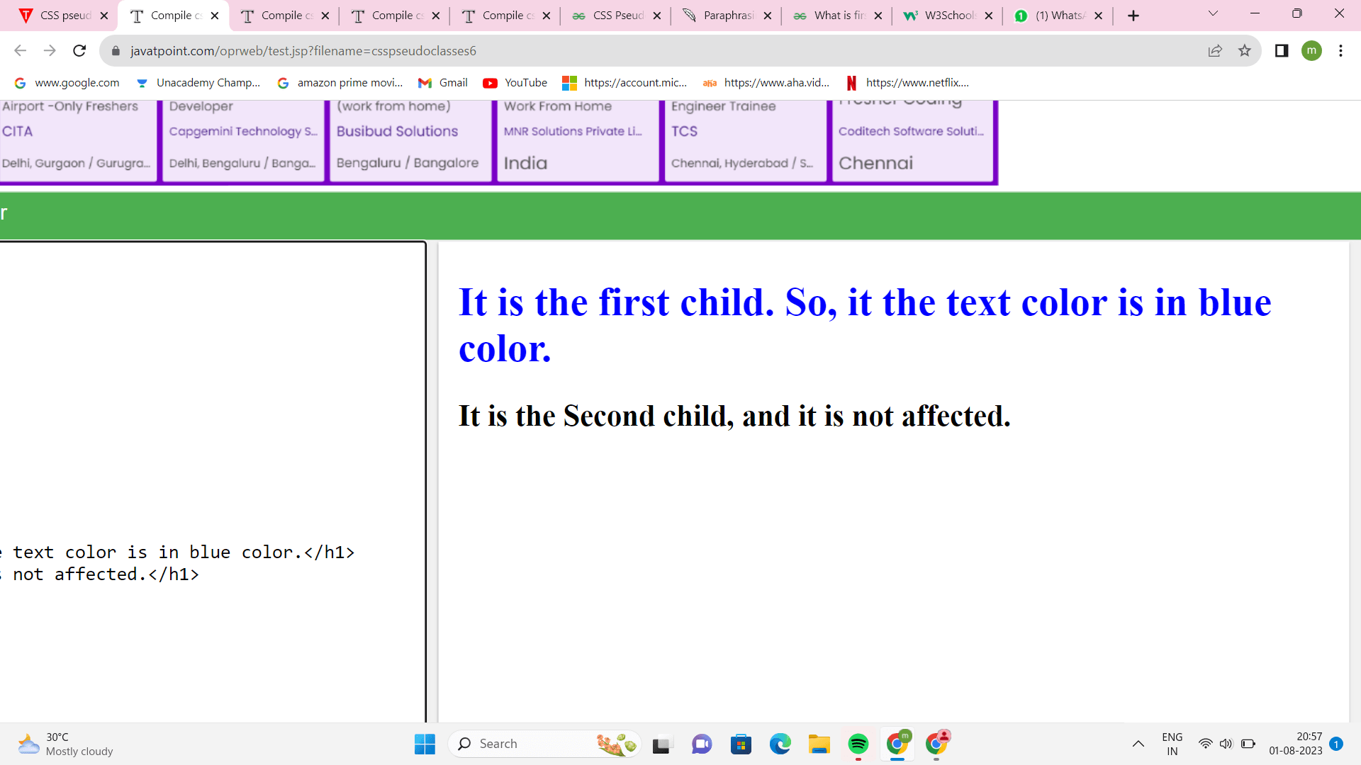 CSS First Child