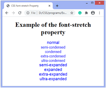 CSS font-stretch property