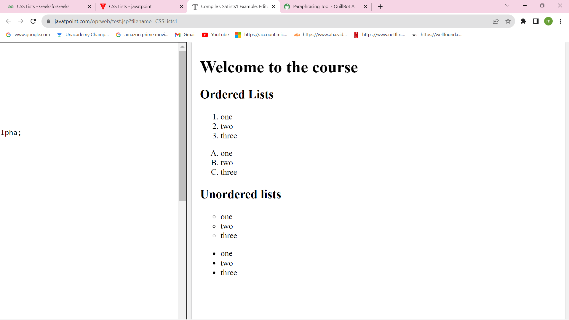 CSS List Styles