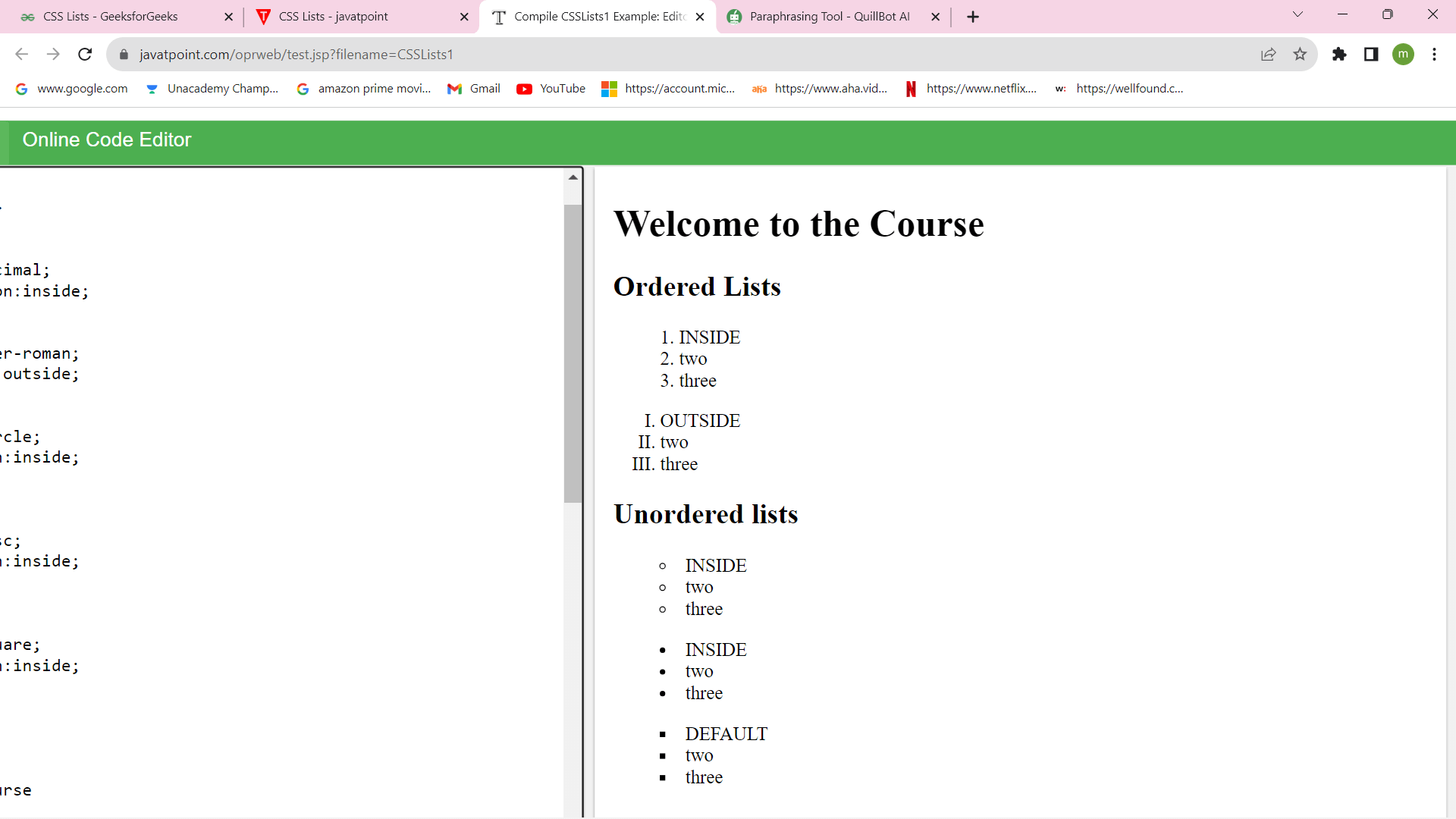 CSS List Styles