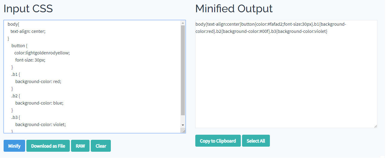 CSS minify - javatpoint