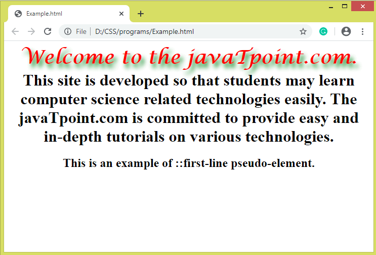 Css Pseudo Elements Javatpoint