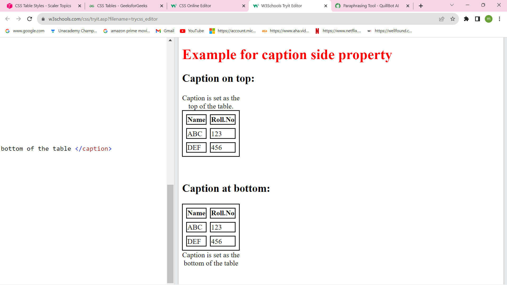 CSS Table Style