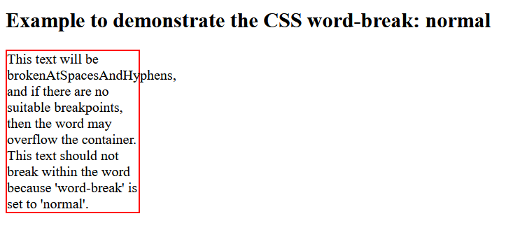 CSS Word-Break Property