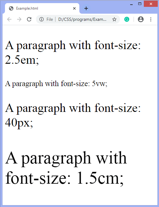 How to change the font size in CSS