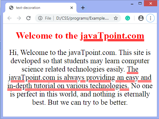 How to underline text in CSS - javatpoint