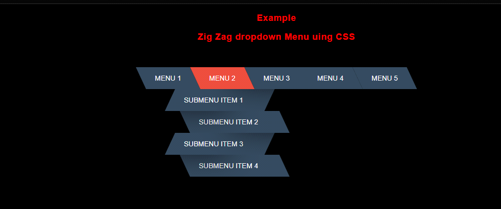 zig zag dropdown menu concept with css