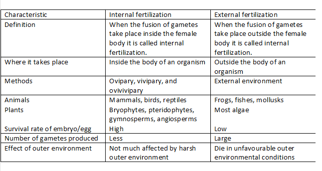 Difference Between Internal and External Fertilization