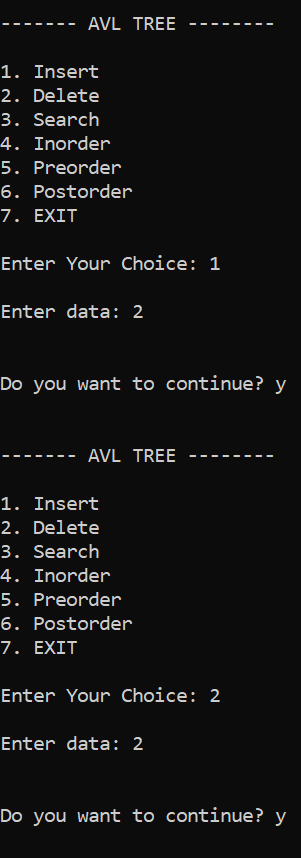 AVL Tree Program in C