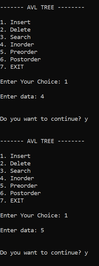 AVL Tree Program in C