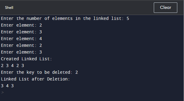 Delete all occurrences of a given key in a linked list