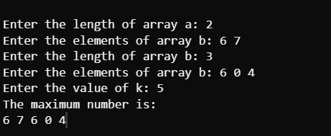 Generating the Maximum Number from Two Arrays