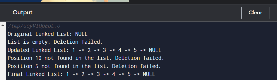 Linked List Deletion (Deleting a key at a given position)