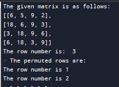 PERMUTED ROWS IN A MATRIX