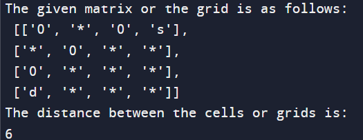 Shortest distance between two cells in a matrix or grid