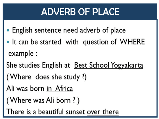 List Of Adverbs Of Place