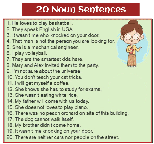 Noun Sentences Javatpoint