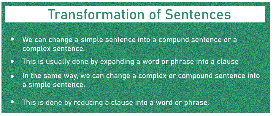 Transformation Of Sentences
