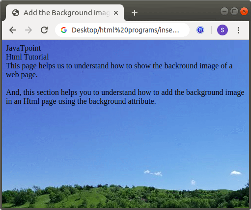 How to add Background Image in Html - javatpoint