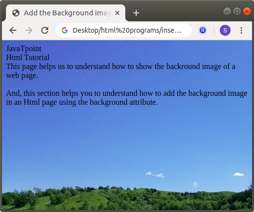 How To Add Background Image In Html Javatpoint