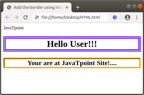 How To Add Border In Html Javatpoint