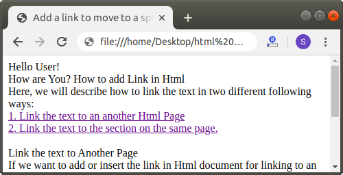 How to add Link in Html