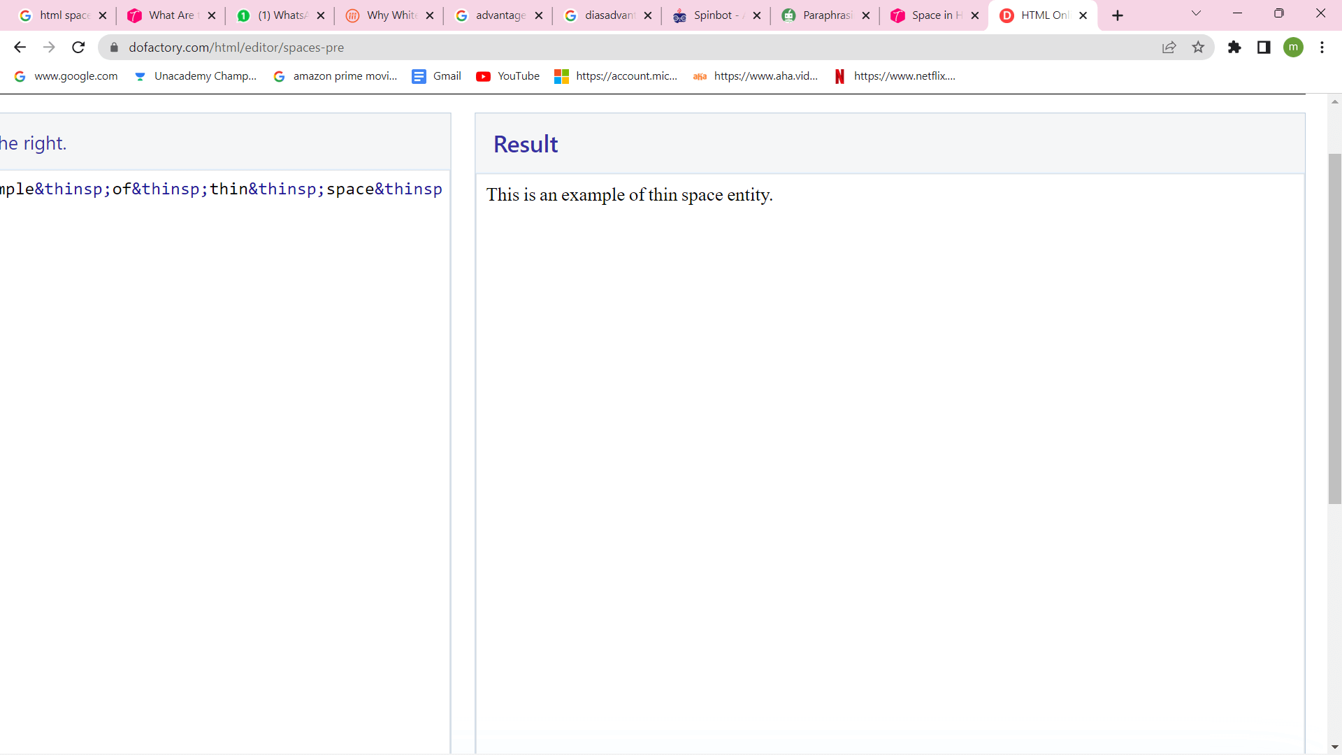How to add Space in Html