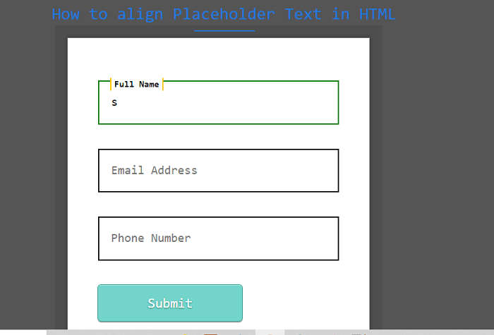 How to align a Placeholder Text in HTML