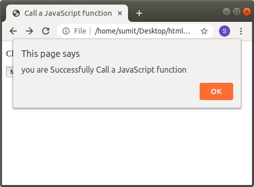 How to call a JavaScript Function in Html