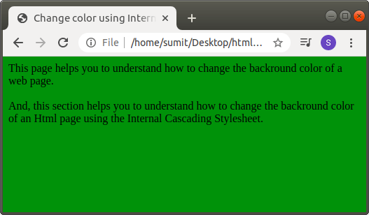 how to change background color on pages