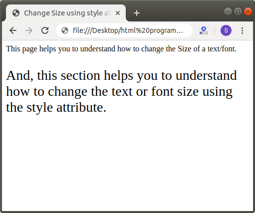 font size html tags