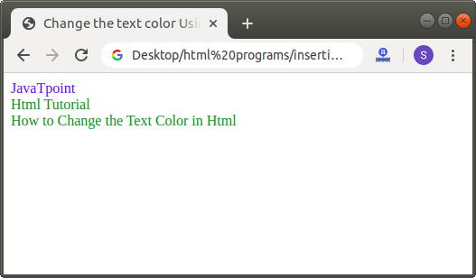 How to Change Text Color in Html - javatpoint
