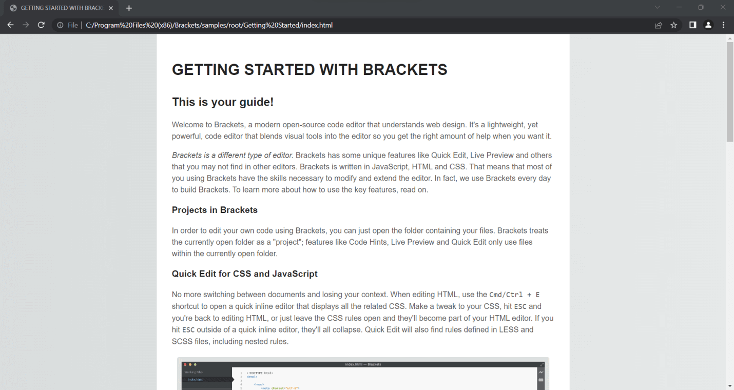 How to create a simple webpage using Brackets.io? (For Beginners)
