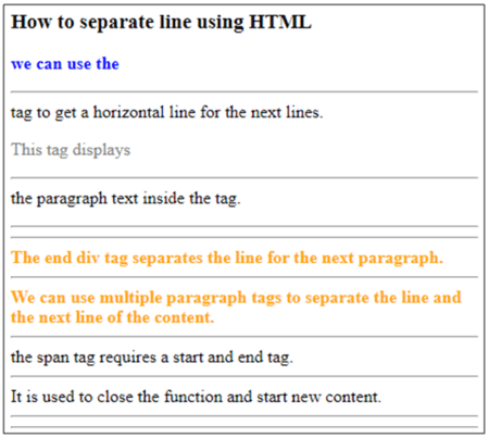 How to Separate Lines Using HTML