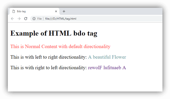 HTML bdo tag
