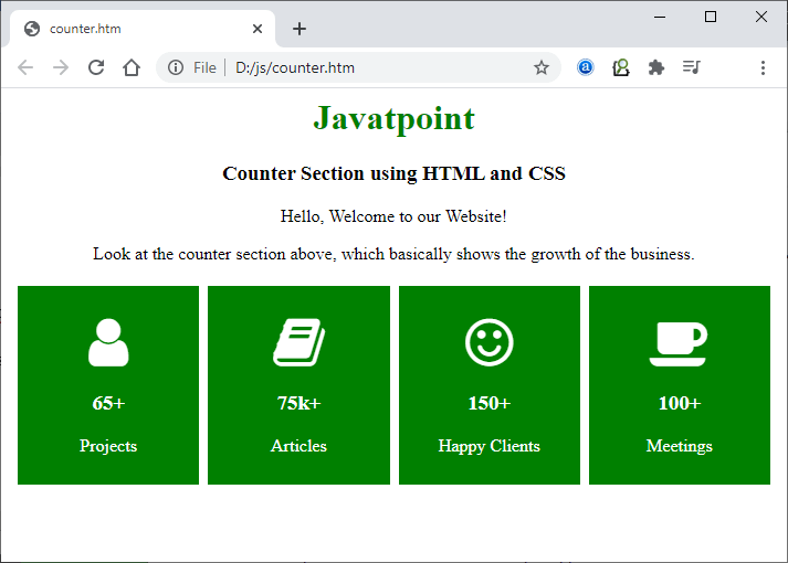 HTML Counter - javatpoint