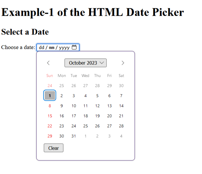 HTML Date Picker