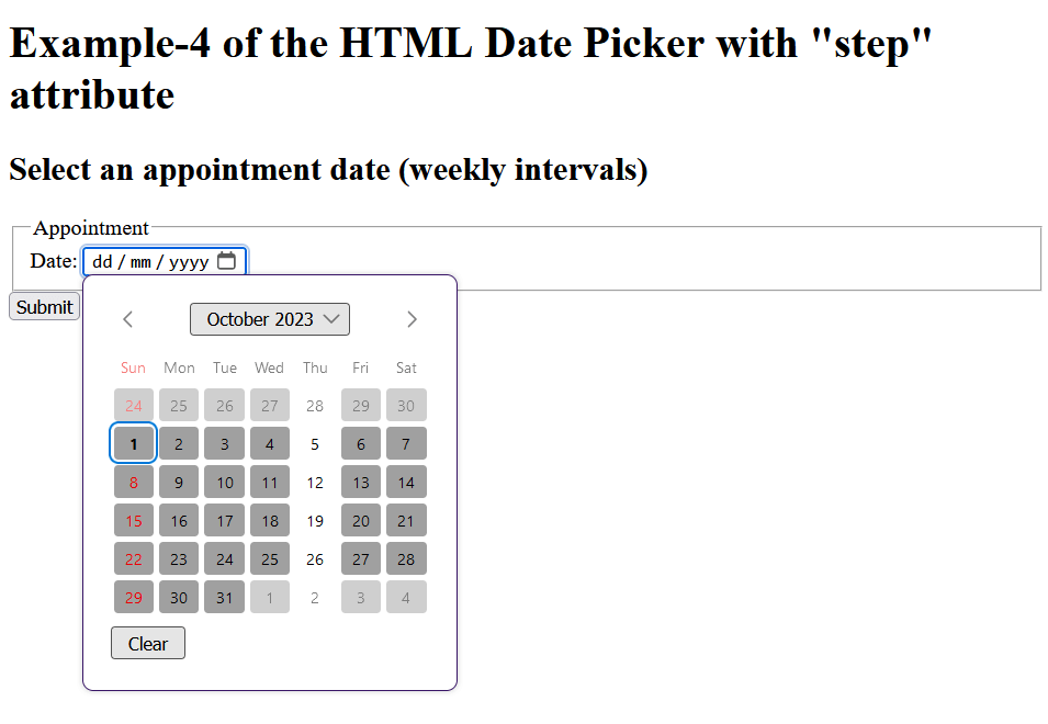 HTML Date Picker