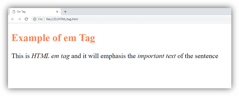 HTML em tag