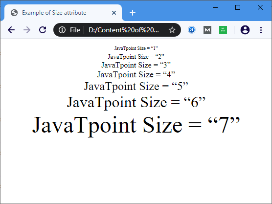 HTML Font Size - javatpoint