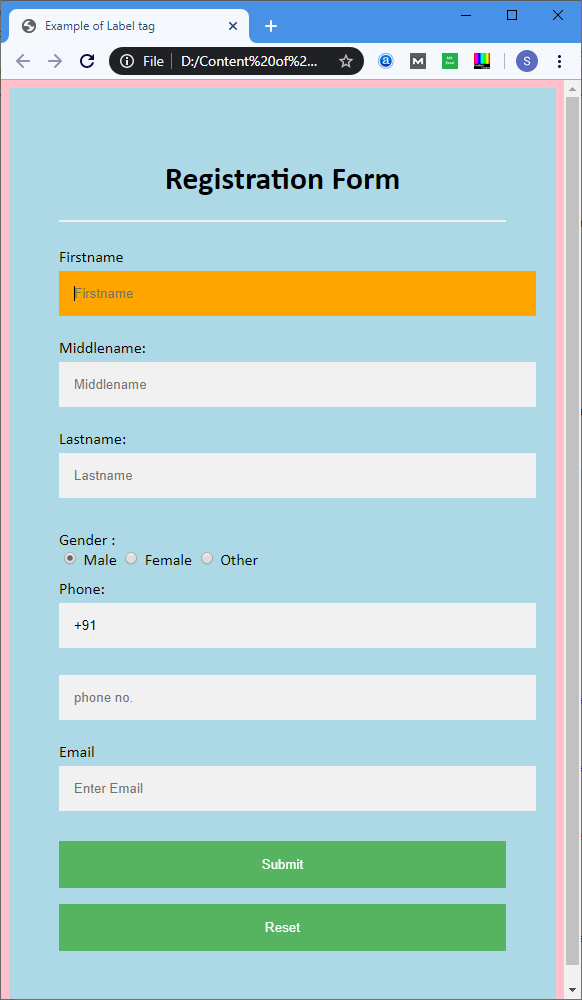 Html form label – Telegraph