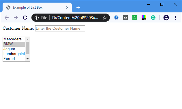 HTML List Box