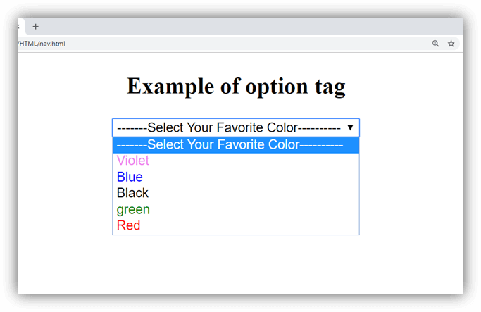 how to set selected option value in html