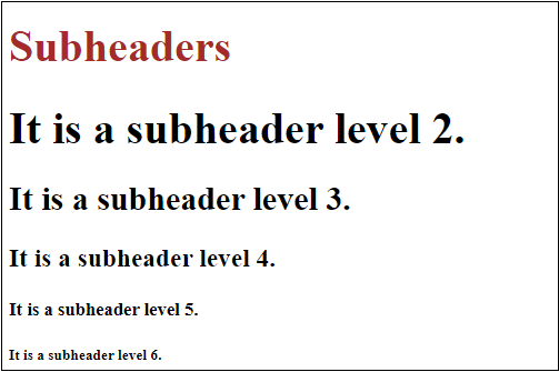 HTML Subheader