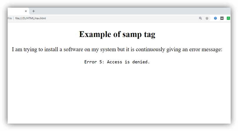 HTML samp tag